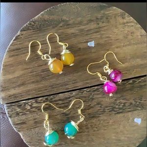 Earrings glass stones handwired set